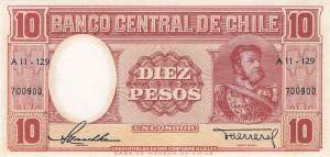 10 Pesos Chile p120-1 1958